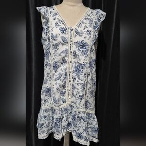 Lucky Brand Blue and White Paisley Dress